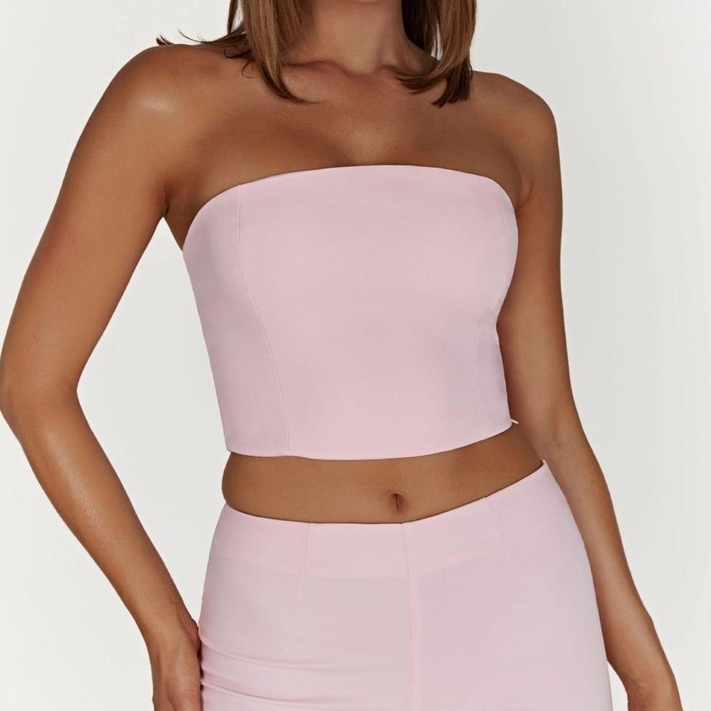 Meshki Saffron Longline Top in Blush Pink - Size Small